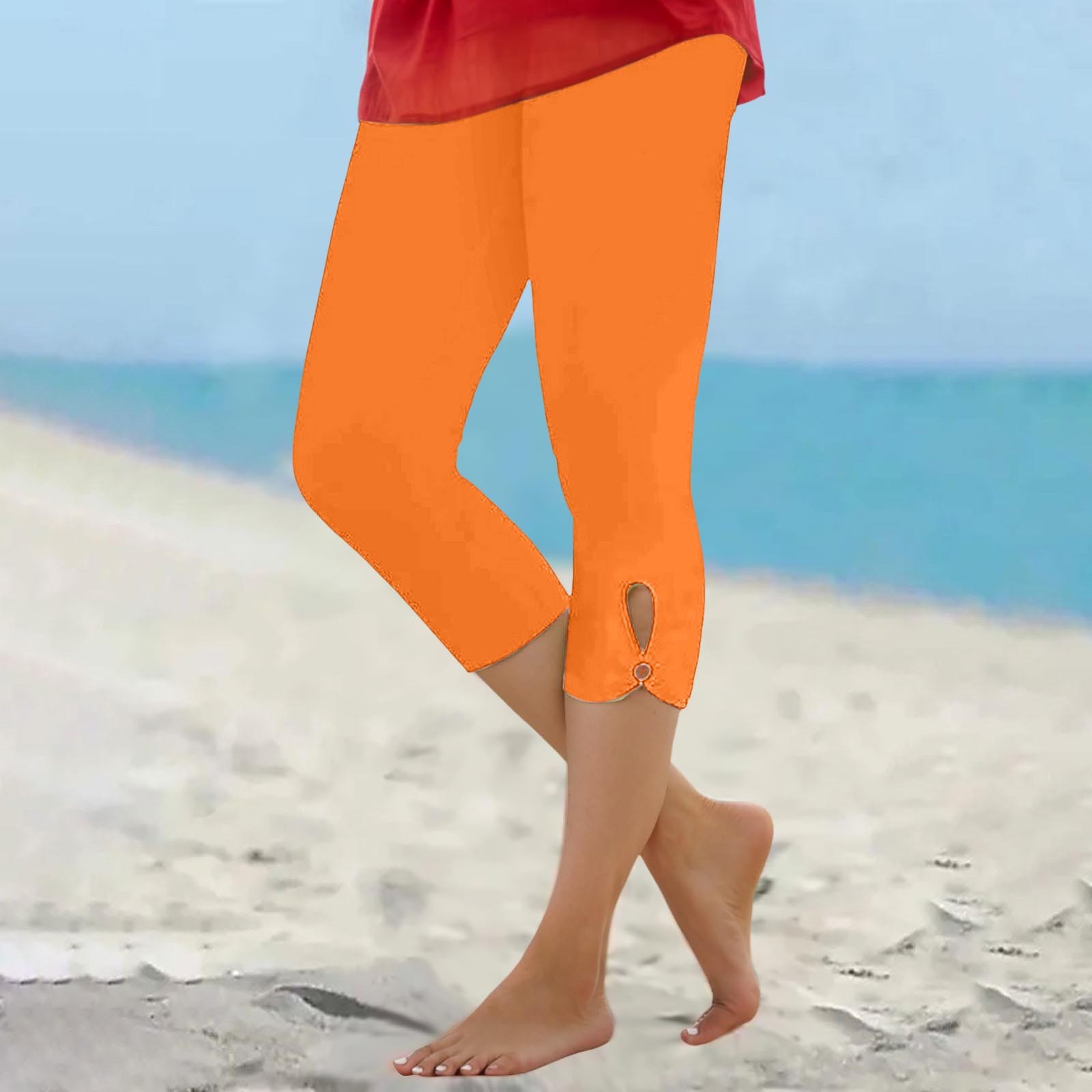 thumbnail image 2 of Leggings capri de compresión de cintura alta para mujer - Pantalones de yoga elásticos con bolsillos, mezcla de poliéster y spandex - Tallas M-XXXXL para hacer ejercicio/verano, 2 of 5